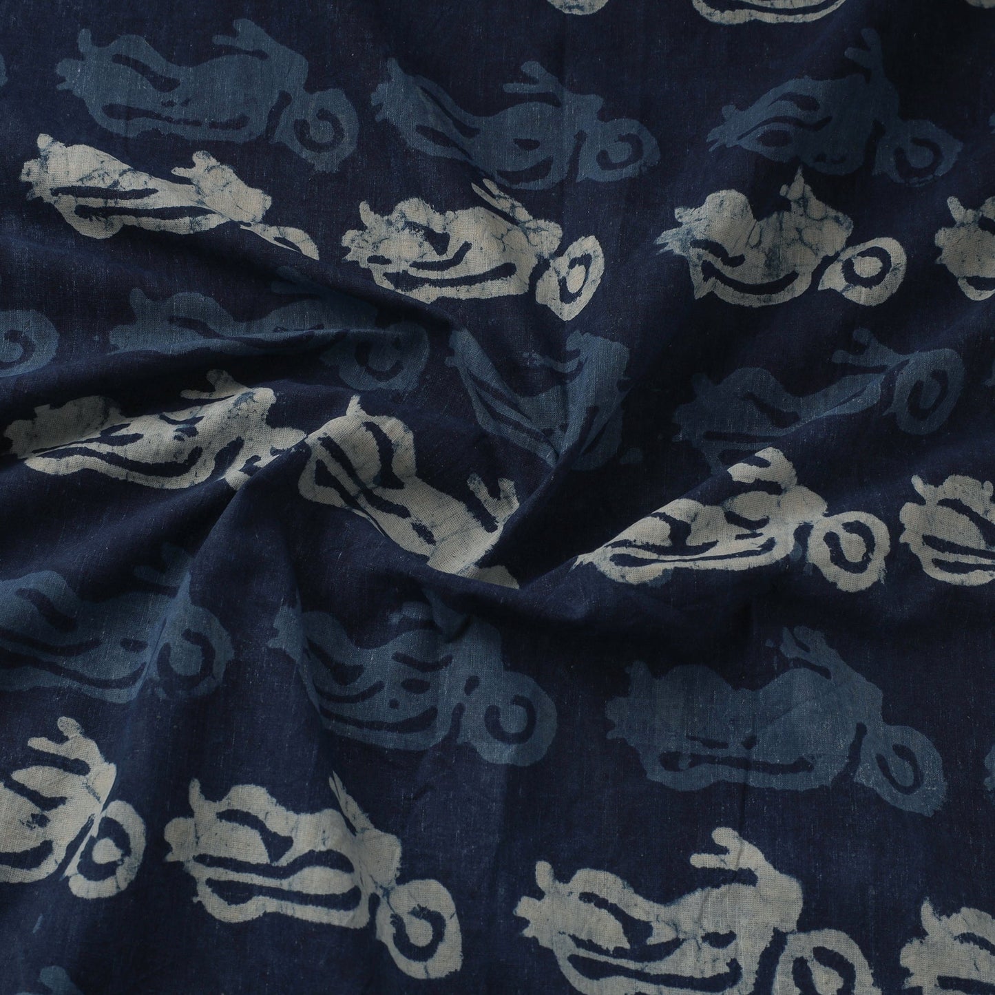 Natural dyed indigo pure mul cotton hand bagru fabric 06