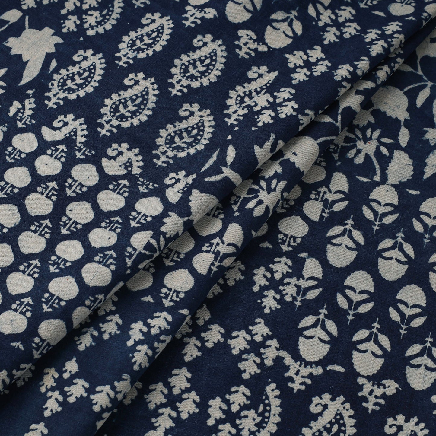 Natural dyed indigo pure mul cotton hand bagru fabric 02