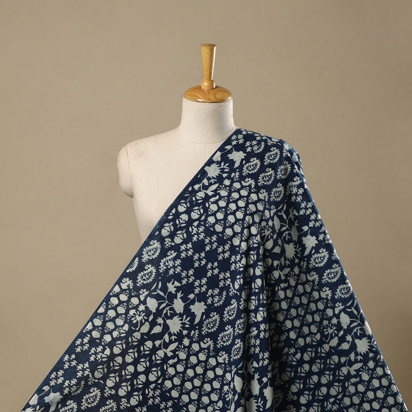 Natural dyed indigo pure mul cotton hand bagru fabric 02