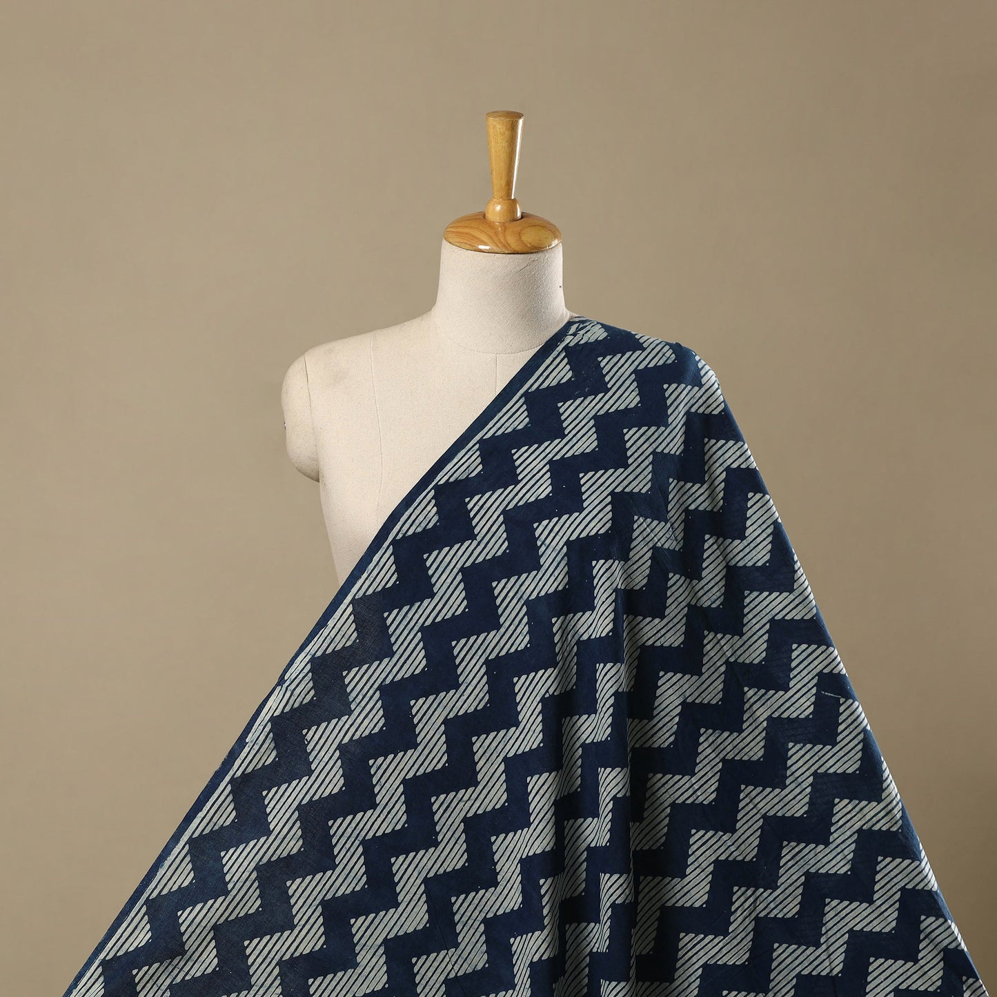 Natural dyed indigo pure mul cotton hand bagru fabric 05