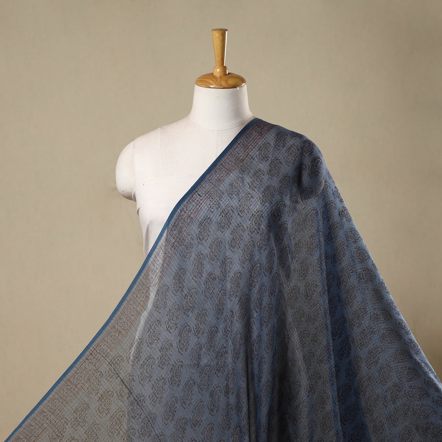 Natural dyed kota doria cotton hand bagh fabric 21