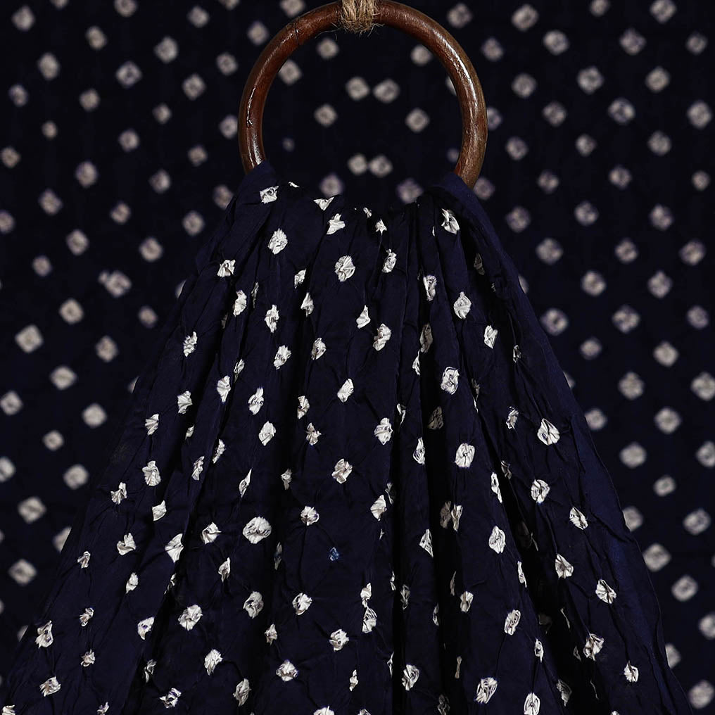 Blue - natural dyed kutch tie-dye modal silk bandhani