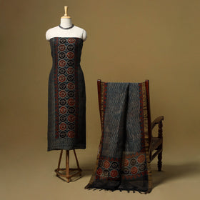Natural dyed linen silk 2pc unstitched dress material 07