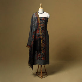Natural dyed linen silk 2pc unstitched dress material 07