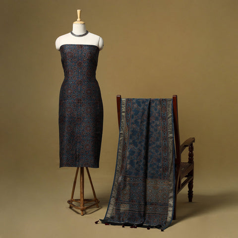 Natural dyed maheshwari silk 2pc unstitched dress material