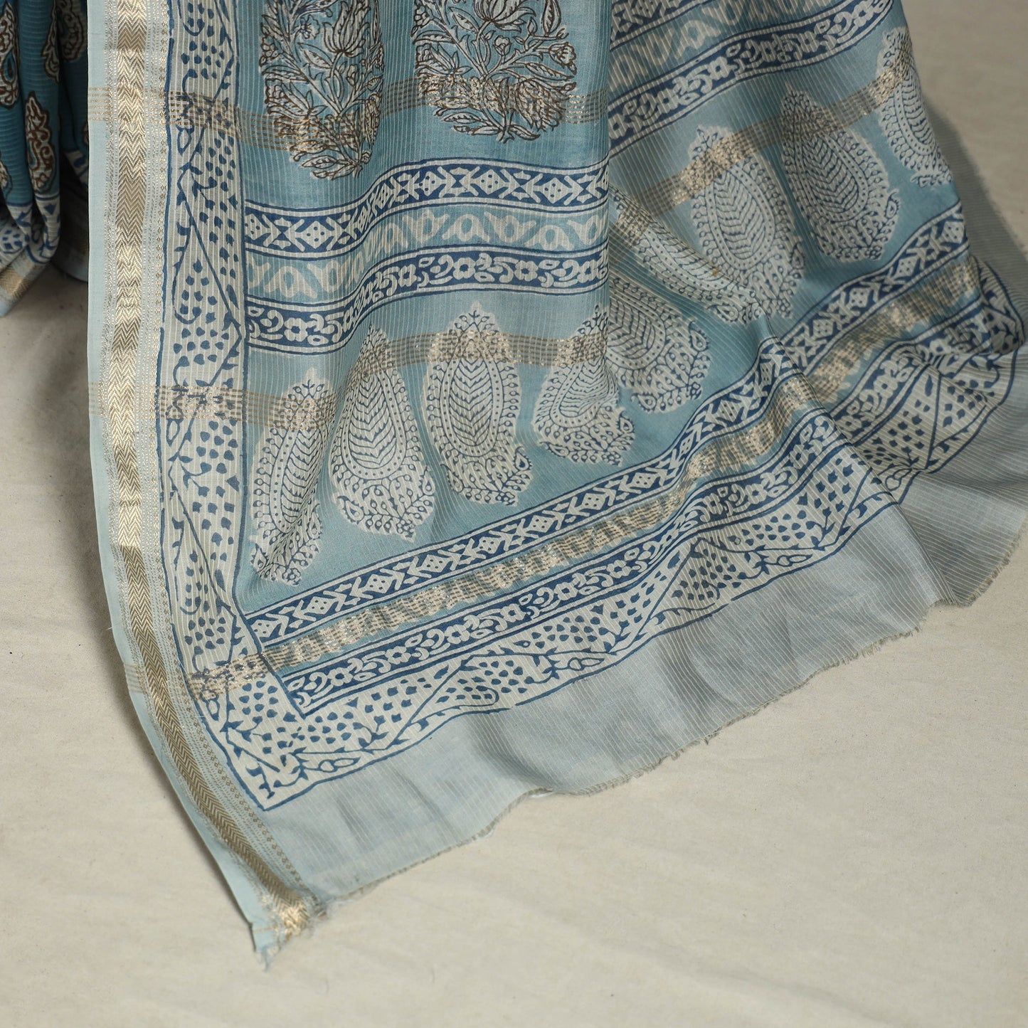 Natural Dyed Maheshwari Silk Bagh Print Saree