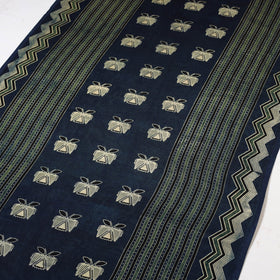 Blue - natural dyed mashru silk fabric 27 - handcrafted