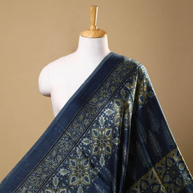 Blue Natural Dyed Mashru Silk Ajrakh Print Fabric