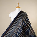 Blue - natural dyed mashru silk fabric 04 - handcrafted
