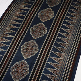 Blue - natural dyed mashru silk fabric 04 - handcrafted