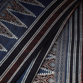 Blue - natural dyed mashru silk fabric 04 - handcrafted