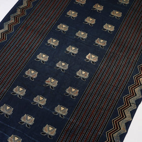 Blue - natural dyed mashru silk fabric 07 - handcrafted