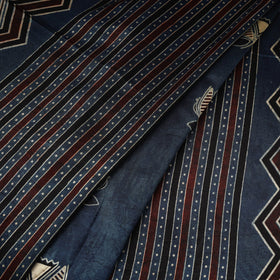 Blue - natural dyed mashru silk fabric 07 - handcrafted