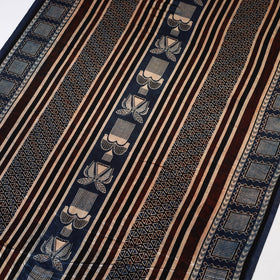 Blue - natural dyed mashru silk fabric 08 - handcrafted