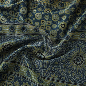 Buy Natural Dyed Mashru Silk Ajrakh Print Fabric