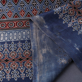 Blue Natural Dyed Mashru Silk Ajrakh Print Fabric