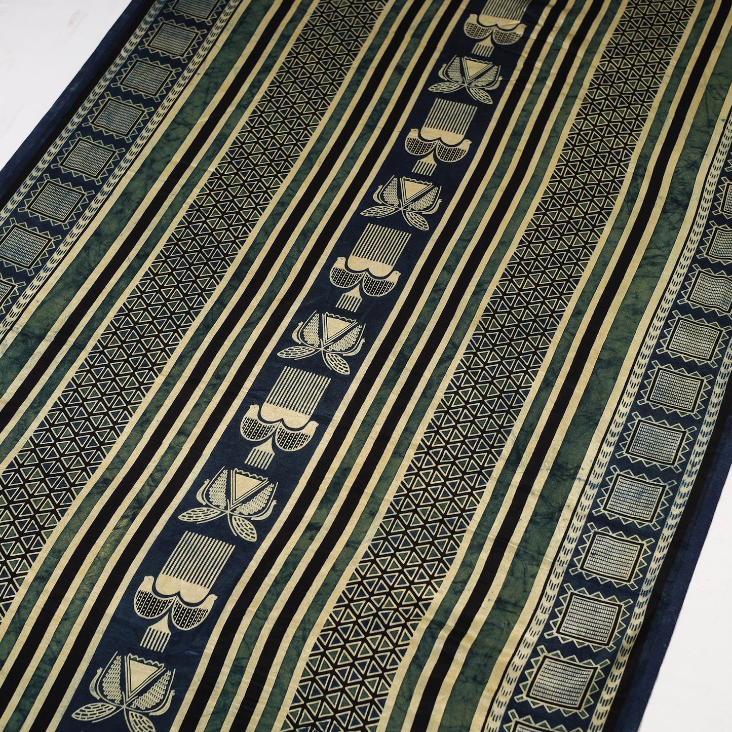 Blue - natural dyed mashru silk fabric 14 - handcrafted