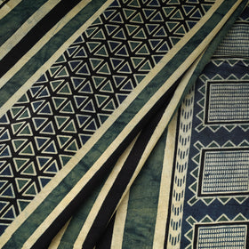 Blue - natural dyed mashru silk fabric 14 - handcrafted