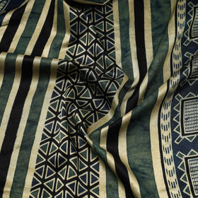 Blue - natural dyed mashru silk fabric 14 - handcrafted