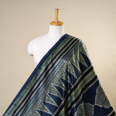 Blue - natural dyed mashru silk fabric 15 - handcrafted