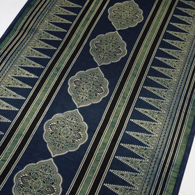 Blue - natural dyed mashru silk fabric 15 - handcrafted