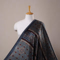 Blue - natural dyed mashru silk fabric 20 - handcrafted