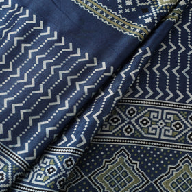 Blue Natural Dyed Mashru Silk Ajrakh Print Fabric