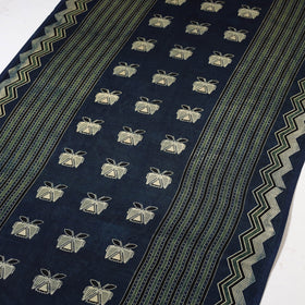 Blue - natural dyed mashru silk fabric 27 - handcrafted