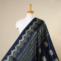 Blue - natural dyed mashru silk fabric 27 - handcrafted