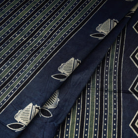 Blue - natural dyed mashru silk fabric 27 - handcrafted