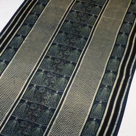 Blue - natural dyed mashru silk fabric 28 - handcrafted