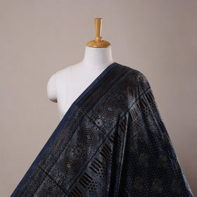 Blue Natural Dyed Mashru Silk Ajrakh Print Fabric