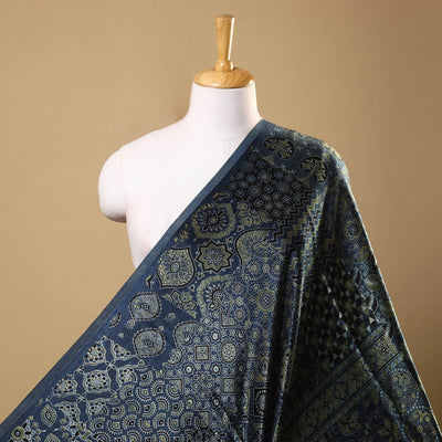  Natural Dyed Mashru Silk Ajrakh Print Fabric