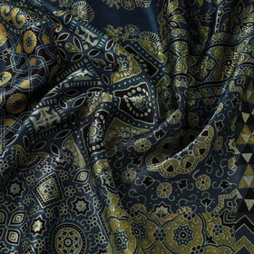  Natural Dyed Mashru Silk Ajrakh Print Fabric