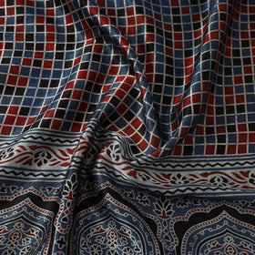 Buy Natural Dyed Mashru Silk Ajrakh Print Fabric