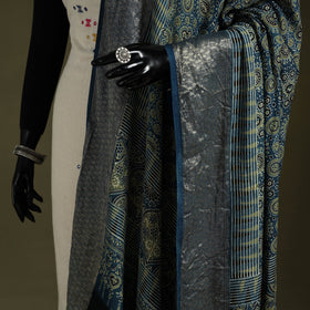 Blue - natural dyed modal silk dupatta 11 - handcrafted