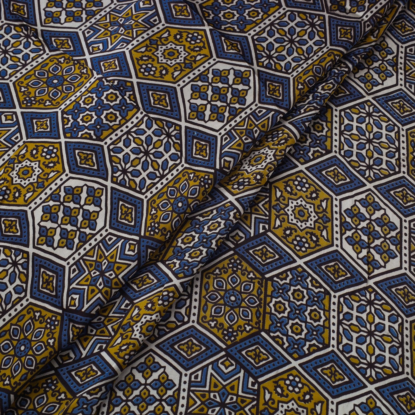 Natural Dyed Block Print Modal Silk Ajrakh Fabric