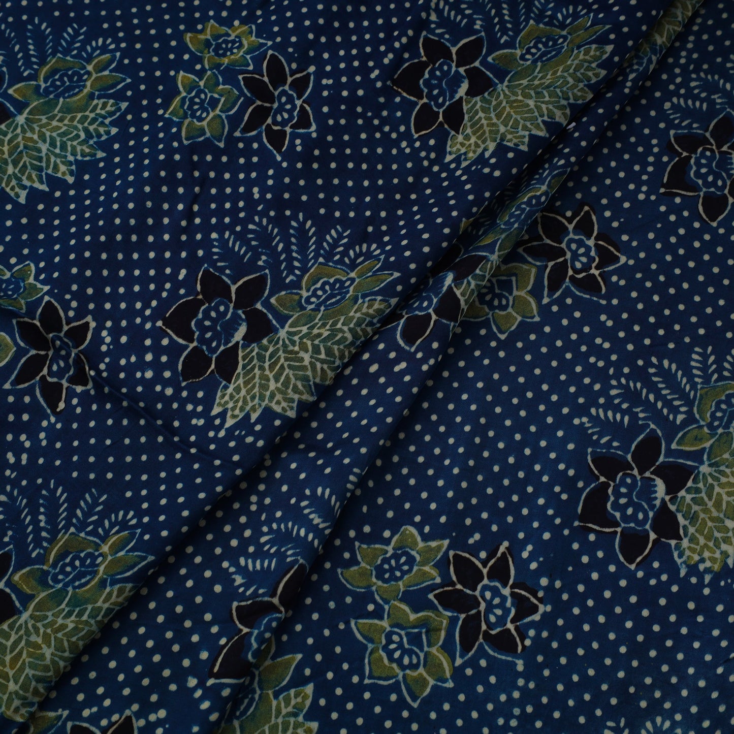 Blue Natural Dyed Block Print Modal Silk Ajrakh Fabric