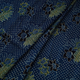 Blue Natural Dyed Block Print Modal Silk Ajrakh Fabric