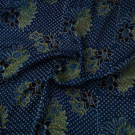 Blue Natural Dyed Block Print Modal Silk Ajrakh Fabric