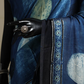 Blue - natural dyed modal silk saree 15 - handcrafted