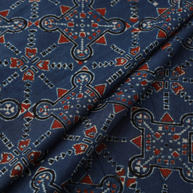  Blue Natural Dyed Mul Cotton Ajrakh Print Fabric
