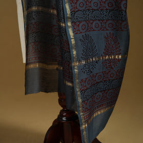 Blue - natural dyed printed chanderi silk bagh dupatta 35