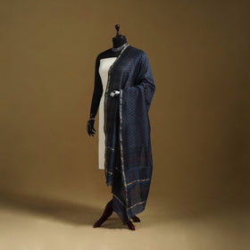 Blue - natural dyed printed chanderi silk bagh dupatta 37