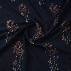 Natural dyed pure mul cotton hand block ajrakh print fabric