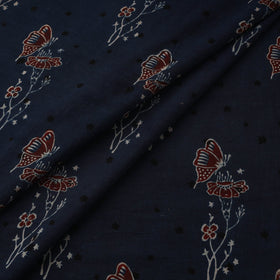 Natural dyed pure mul cotton hand block ajrakh print fabric