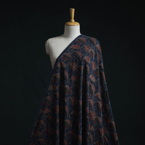 Natural dyed pure mul cotton hand block ajrakh print fabric