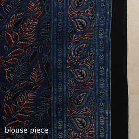 Blue - natural dyed silk saree 01 - handcrafted