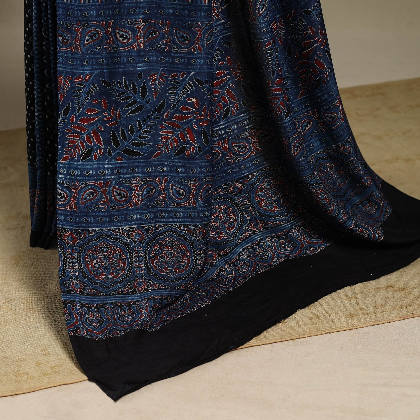 Blue - natural dyed silk saree 01 - handcrafted