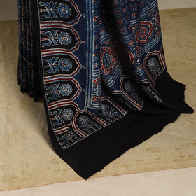 Blue - natural dyed silk saree 07 - handcrafted